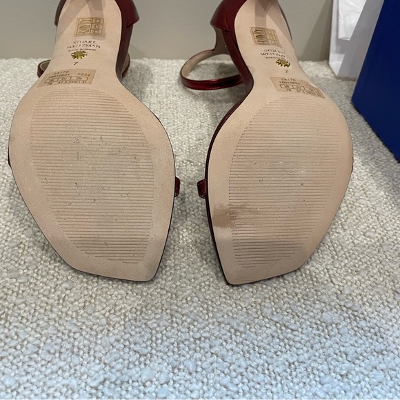 NEW Stuart Weitzman Nudistcurve Nudist Sandal Pump Red Metallic Leather Size 7 - Picture 12 of 13